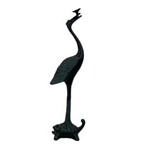 Japanese Bronze Heron Crane standing on turtle statue figure sculpture decor